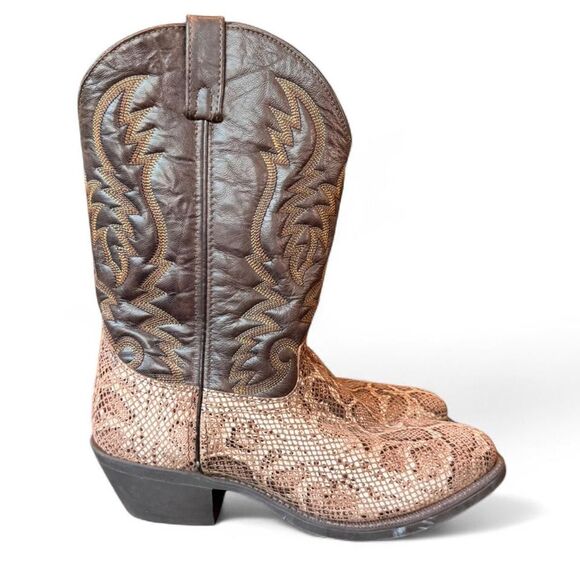 Laredo Men’s 8.5D Brown Snake Print Western Cowboy Boots Leather Exotic Print main image 4